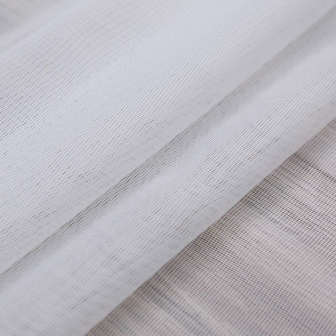 78" Vintage Sheer Voile Elegant Linen Fabric Touch Rod Pocket Tulle Backdrop Curtains Door Curtain for Farmhouse Bedroom Living Room Modern Drapes Decor, 2 Panels, 78 inch Length, White