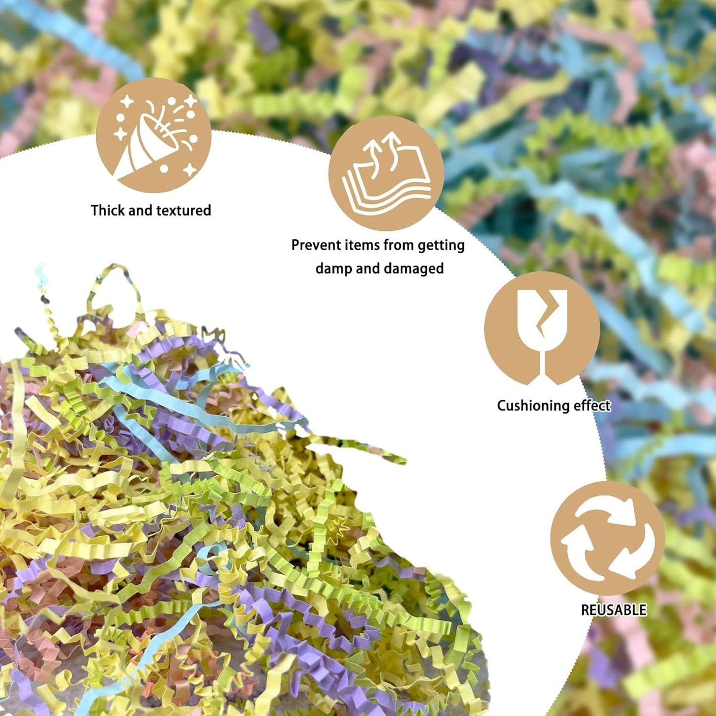 Zankubom 1LB Crinkle Cut Paper Shred Filler Great for Gift Wrapping, Basket Fillers, Birthday, Gift Wrapping, Anniversary, Halloween Christmas Party Decor Filling Supplies Easter