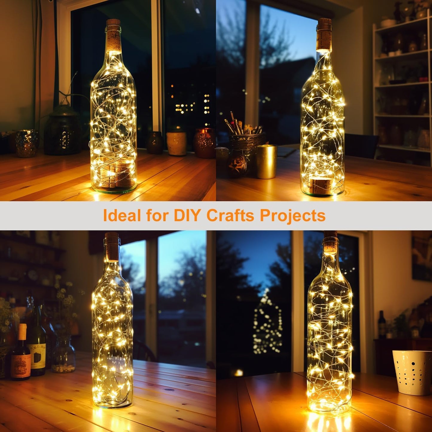 20 Pack Wine Bottle Lights with Cork Battery Operated 3.3ft 20 LED Silver Wire Cork Fairy Lights for Liquor Bottles,Jars,Crafts,Wedding,Party,Centerpieces,Table Decor,Warm White