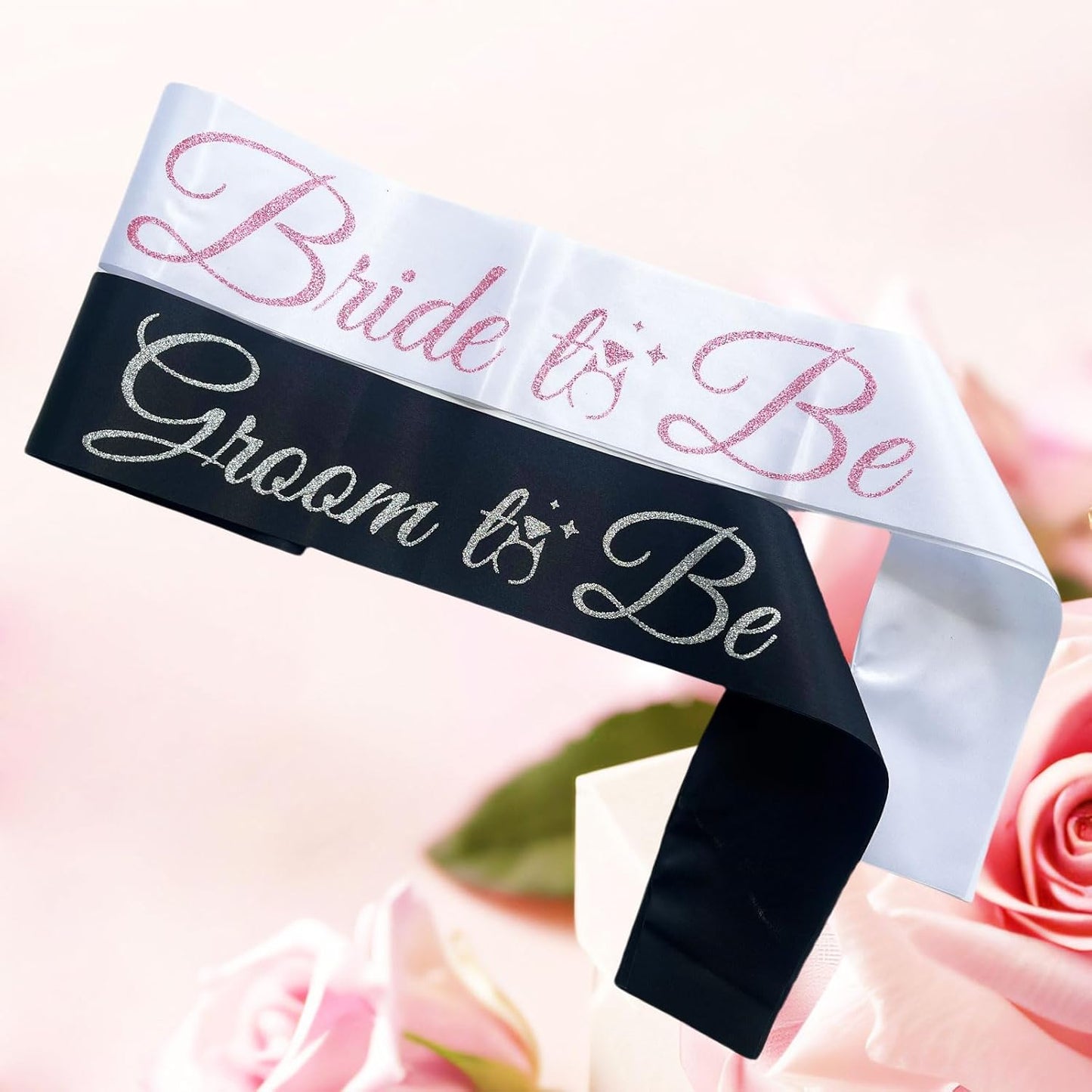 Bride Sash Bachelorette Party Bride and Groom to Be Sash for Bridal Shower Wedding Hen Party Decorations Engagement Gifts,White Pink
