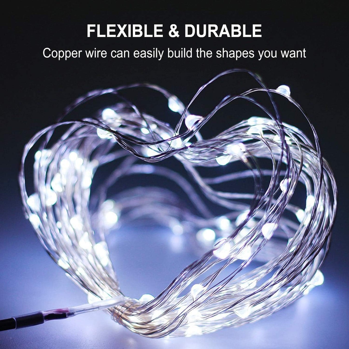 3 Pack Rechargeable String Fairy Lights 10ft 30 LED, Christmas Starry Lighting Silver Copper Wire 4 Modes, Waterproof Cool White Micro Firefly Moon Light with USB Cable