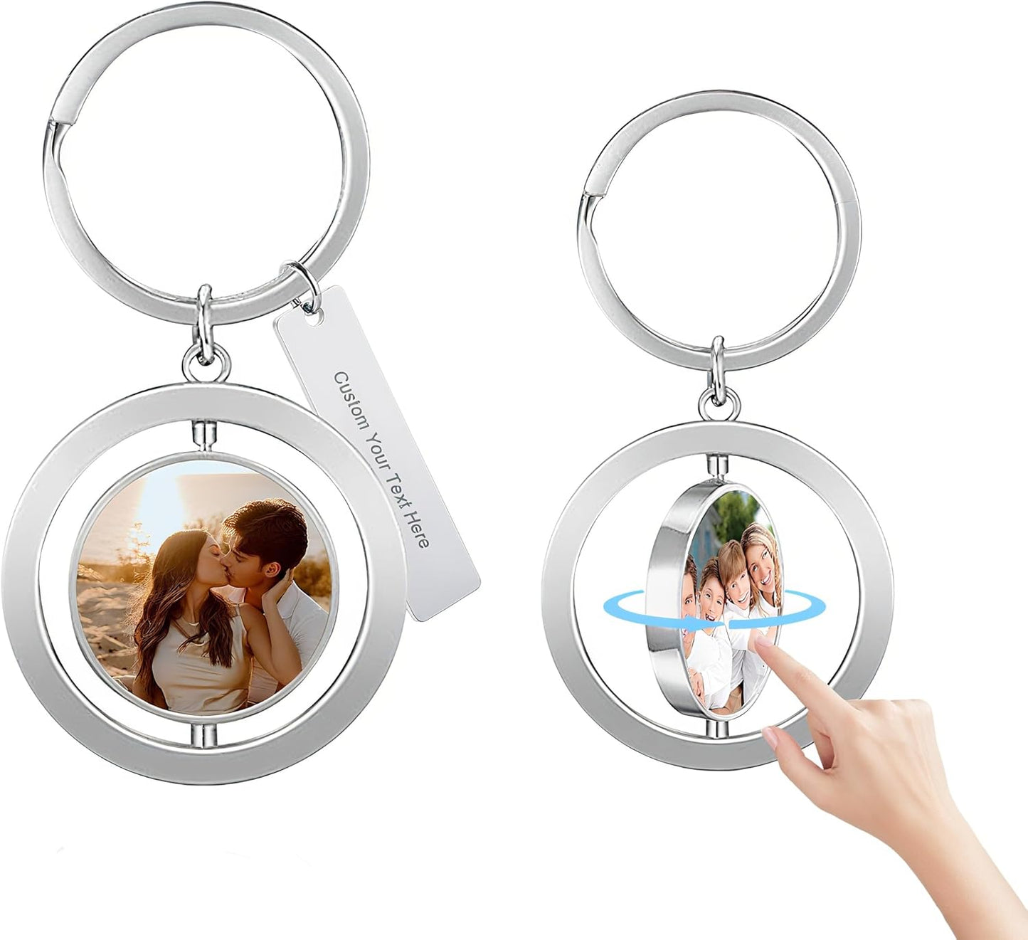 Custom Keychain with Picture Double-sided Personalized Photo Text Keychain, Gift for Anniversary Birthday Christmas