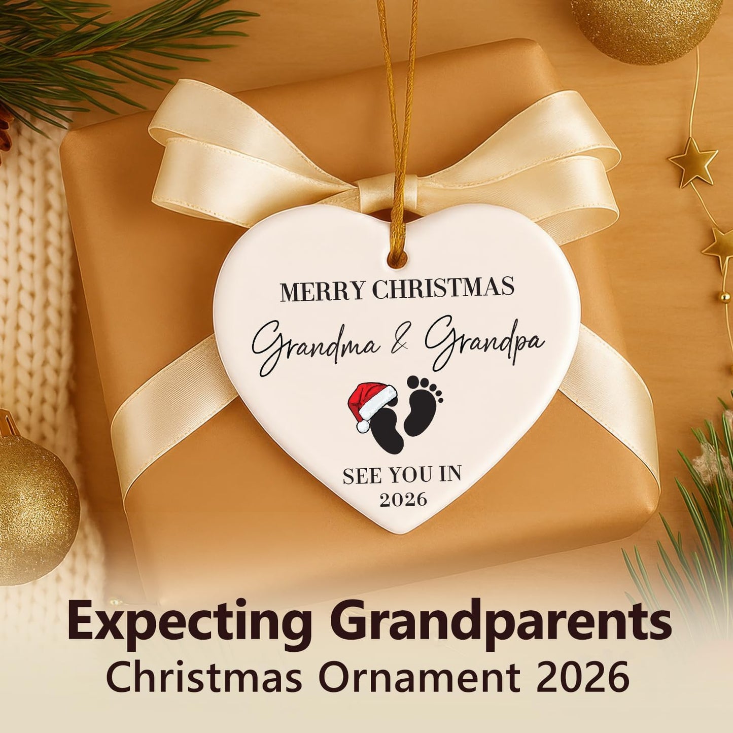 NewEleven First Time Grandparents Gifts - Baby Announcement, Pregnancy Announcement for Grandparents - New Grandma Gifts, Baby Announcements Ideas - Christmas Ornament