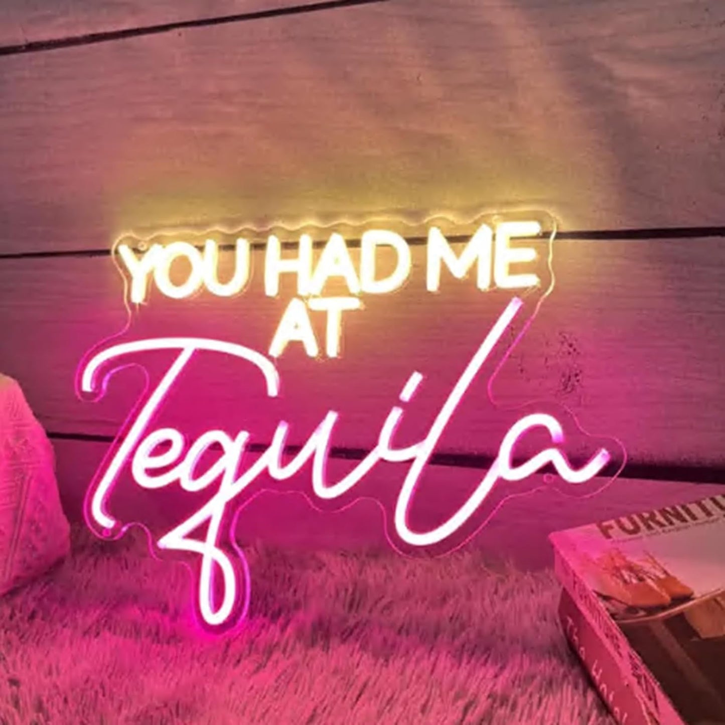 You Had Me At Tequila Neon Sign, Custom Bar Neon Light Home Bar Cocktail Tequila Party Decor Quote Tequila Alcohol Sign USB Size:16x11inch