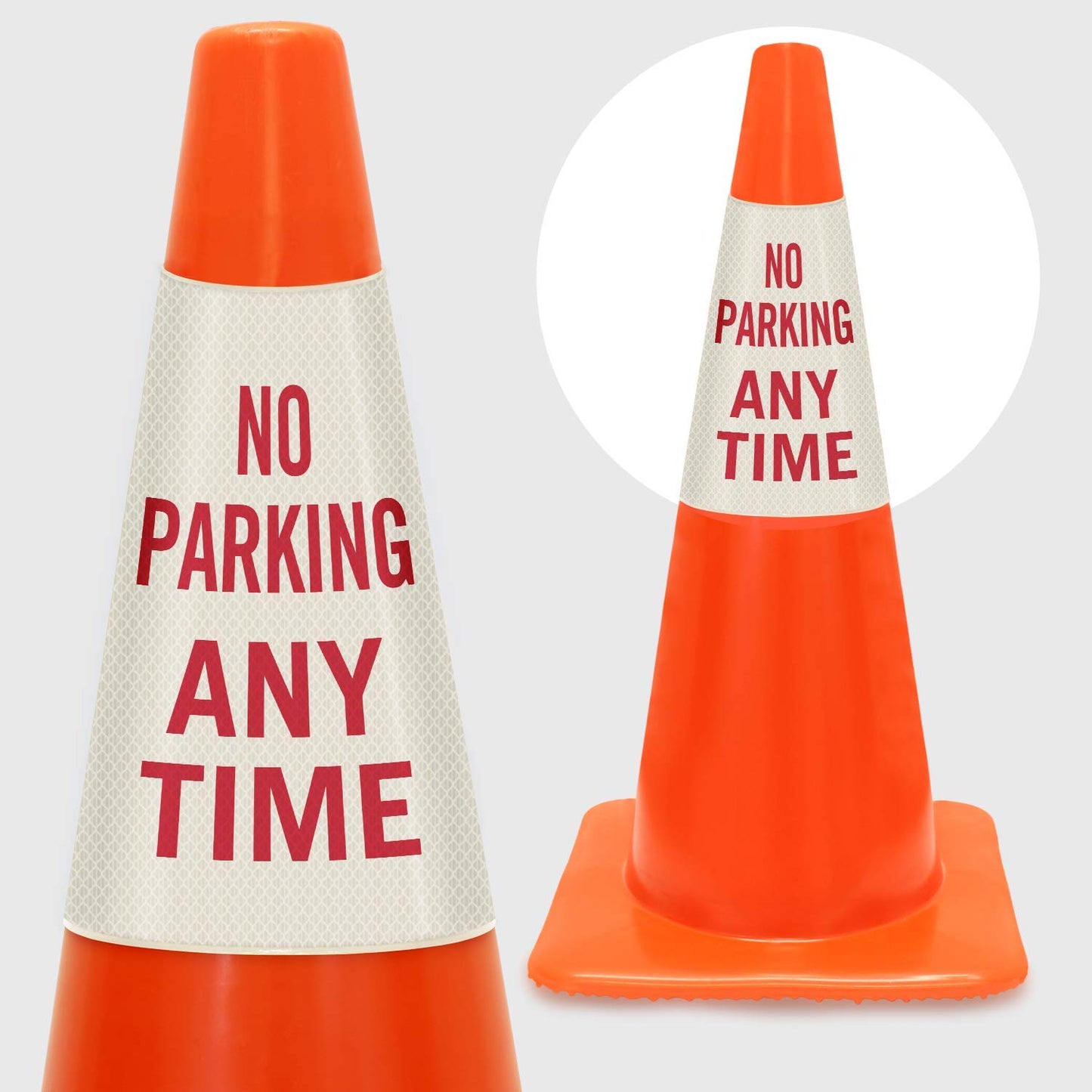 SmartSign “No Parking Any Time” Bright Reflective Cone Message Sleeve, [Cone Not Included]