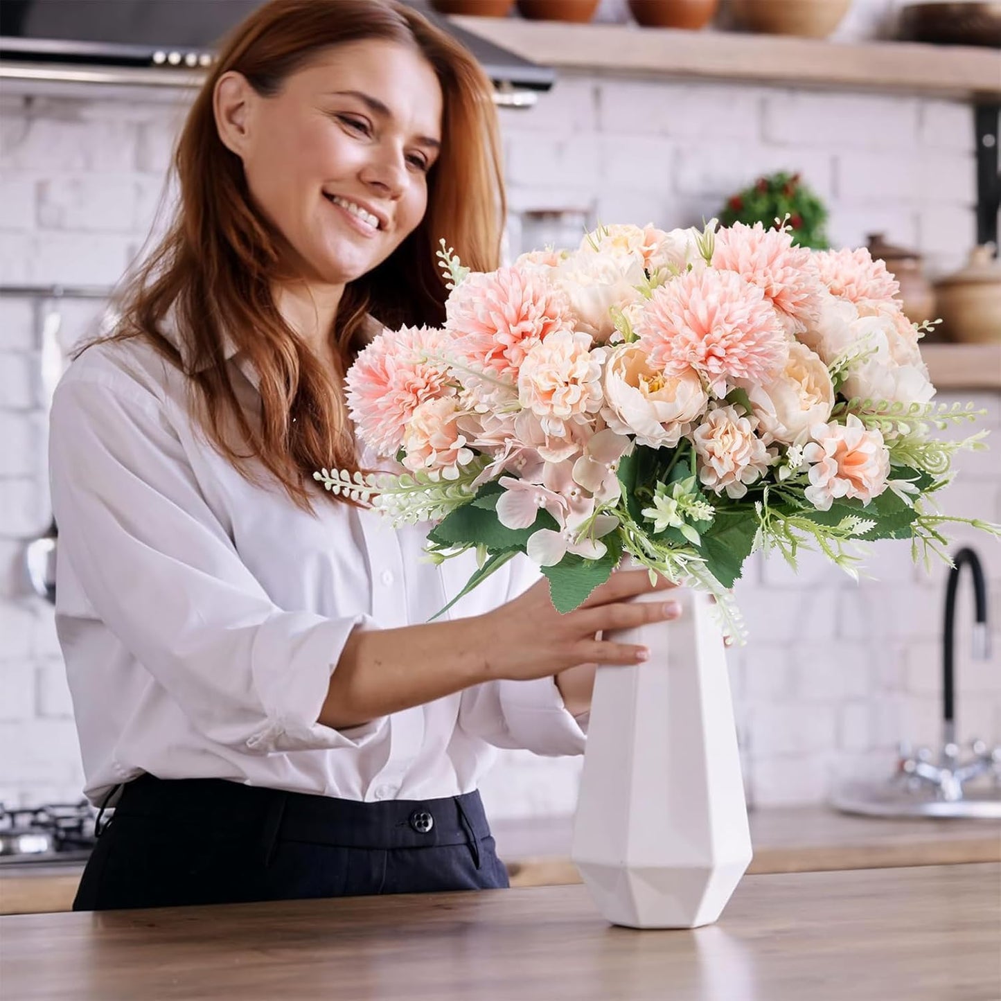 12 Packs Peonies Artificial Flowers,Silk Artificial Peonies Flowers Fake Peony Faux Floral Arrangements Bouquet for Centerpiece Table Wedding Party Home Decor Pink