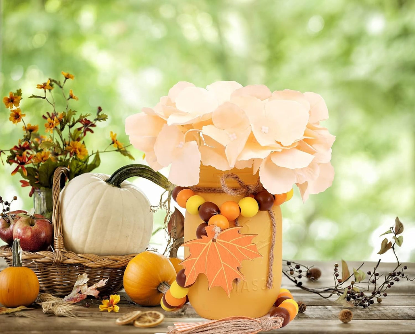 Thanksgiving Decorations Mason Jar, Farmhouse Harvest Thanksgiving Table Decor for Centerpieces, Dining Table Centerpiece, Living Room Table Decor, Thanksgiving Centerpieces with Flowers Decoration