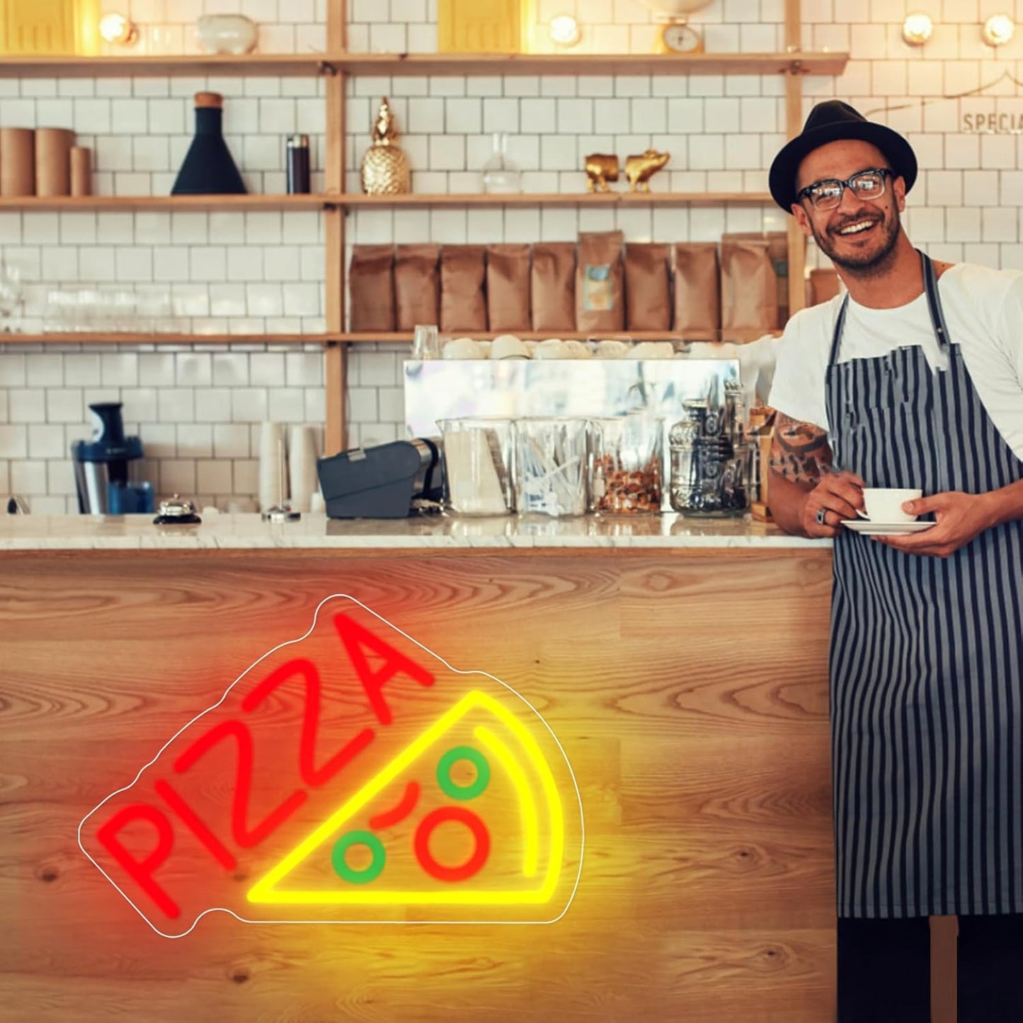 Pizza Neon Sign Neon Pizza Signs for Business, Pizza Night Light Pizza Decor Pizza Party Decorations Food Neon Sign for Pizzeria Restaurants Kitchens Shops Parties, 11.8" x 8"