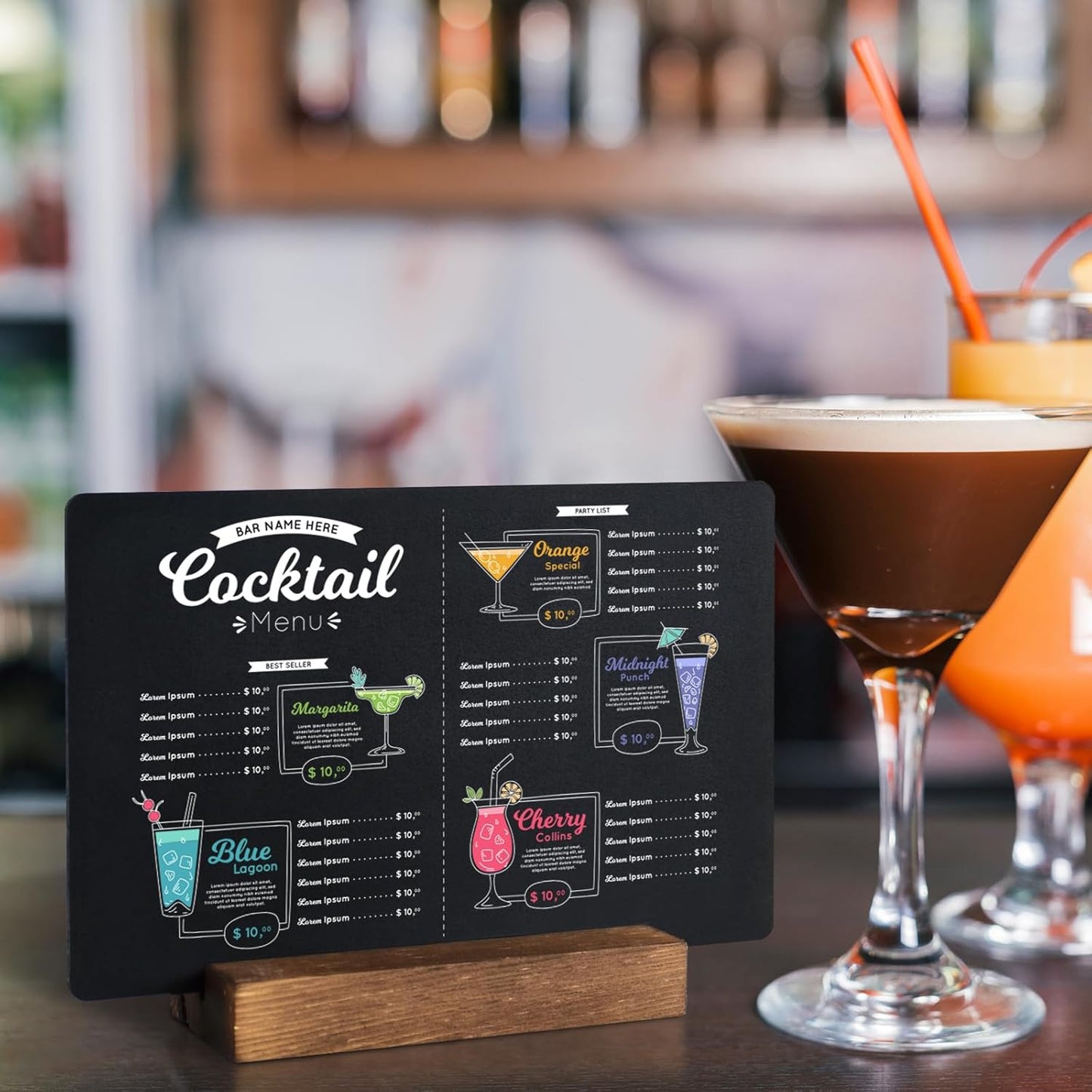 6 Pack Small Chalkboard Signs With Stand, 8x5'' Table Top With Wooden Base, Double-Sided Mini for Food Message Boards Restaurant Bar Party Store Decoration