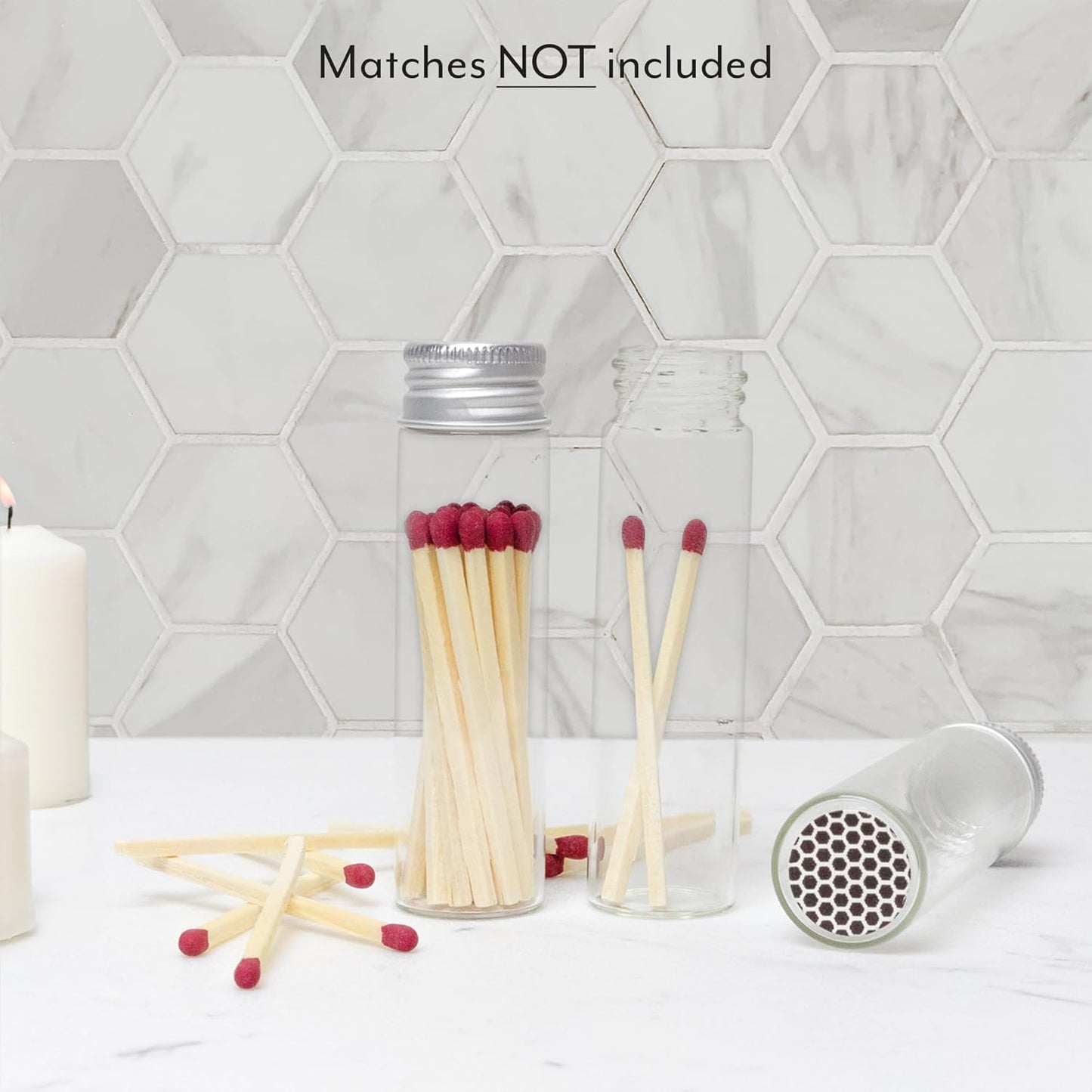 Darware Party Favor Matches Jars (24-Pack): Empty Glass Vials with Strike Stickers for Wedding Favors and DIY Gifts