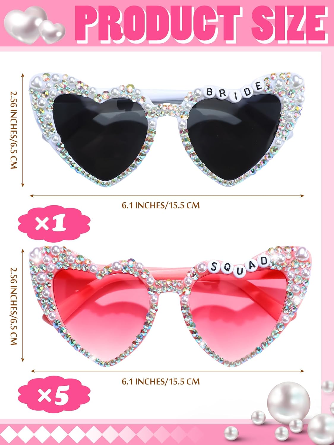 6 Pcs Bride Sunglasses Bachelorette Sunglasses Party Favors for Bridesmaids for Wedding Party Bride to Be Gifts