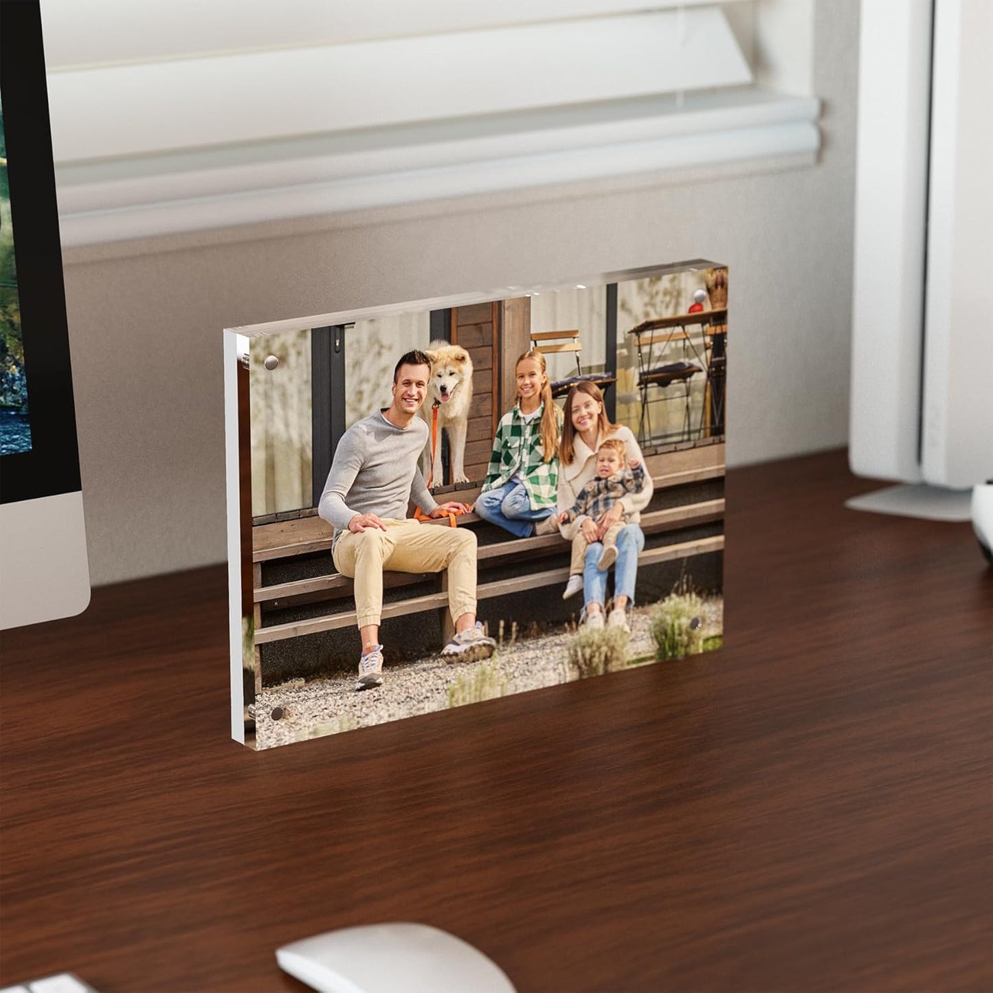 5x7 Acrylic Picture Frame 3 Pack, Clear Freestanding Double Sided Frameless Magnetic Photo Frames, Desktop Display Decor Gift