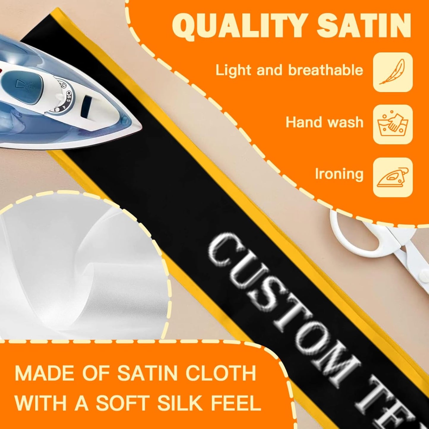 Custom Sash,Personalized Birthday Sash with Text Photo,Customized Bachelorette Sash Quote Sash Bride to Be Sash Color Optional (With decorative edge, Black)