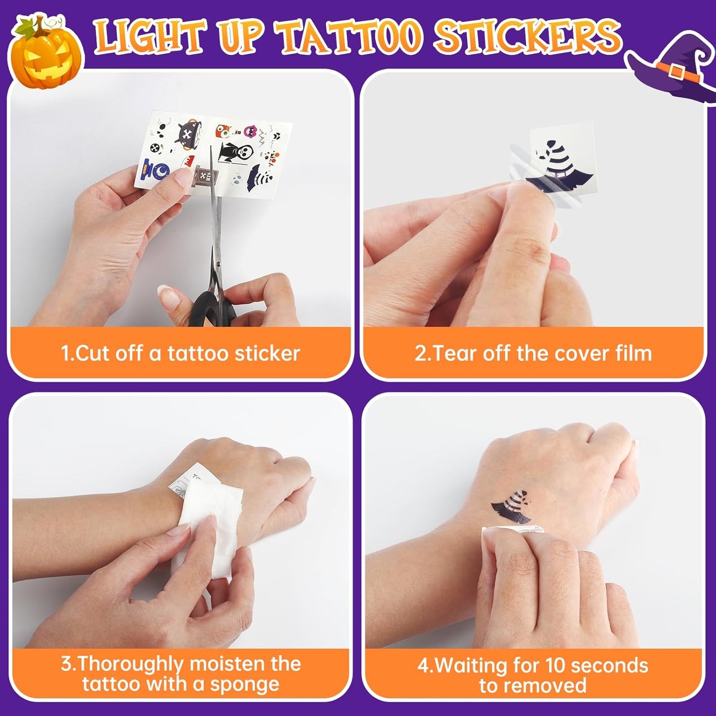 Halloween Bubble Machine Wand for Kids, Light up & Music Pumpkin Bubble Wand-1 Temporary Tattoos and 5 Bubble Solution, Halloween Boo Basket Stuffers for Toddlers Boys & Girls 3 4 5 6 7 8 + Years Old