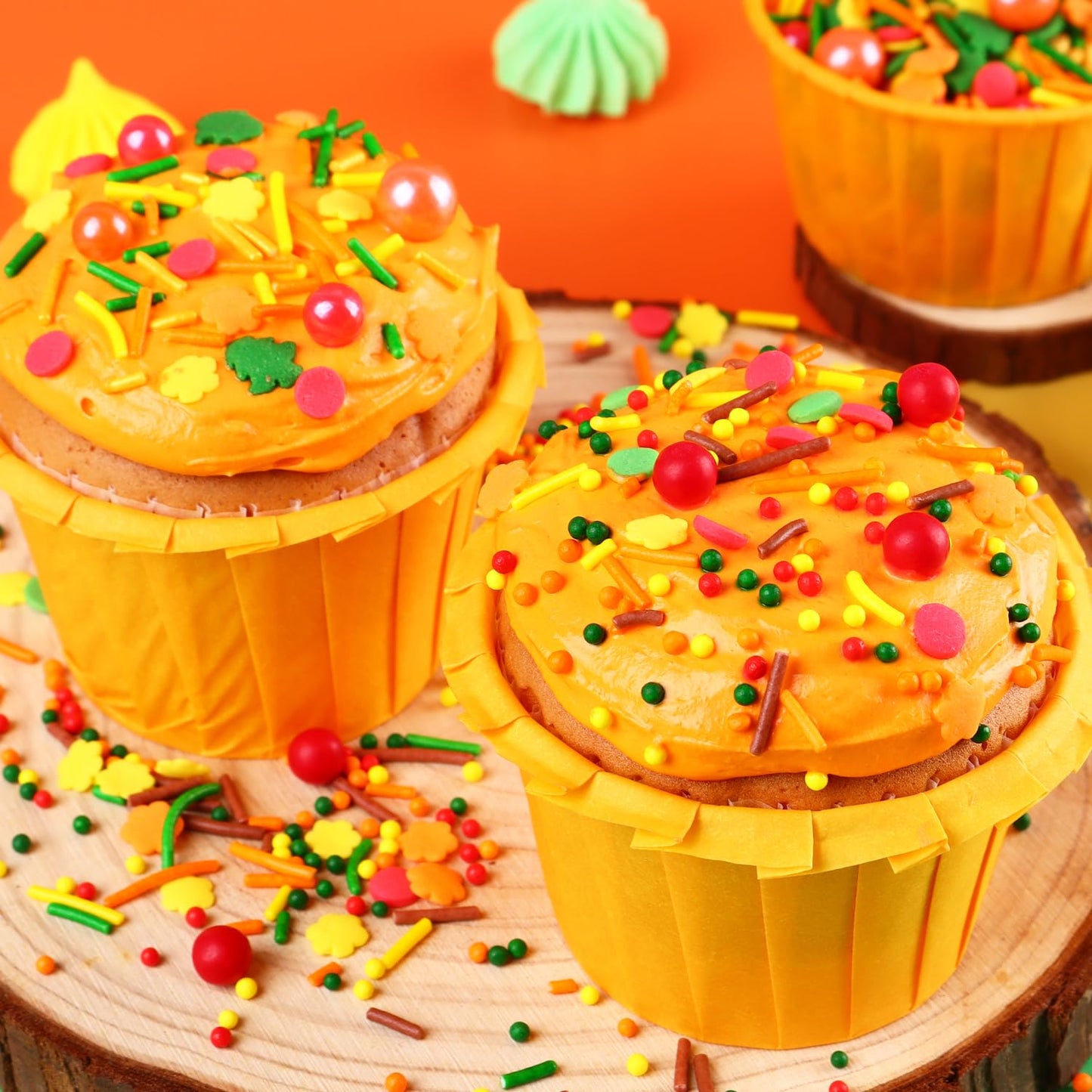 Thanksgiving Autumn Fall sprinkles for cake decorating 7 ounces, Cake Confetti Sprinkles, Cookie Cupcake Toppers Ice Cream Donut Jimmies Quins Decorations