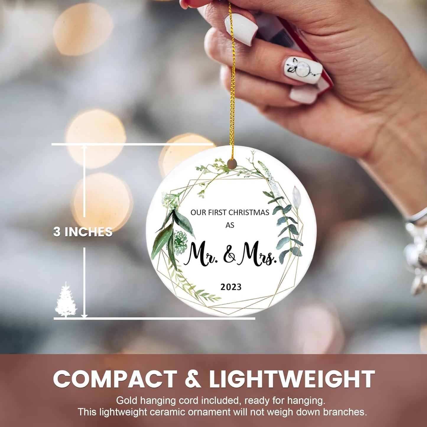 First Christmas Married Ornament 2023, Wedding Gifts for Couple, Our First Christmas as Mr Mrs Gifts, Bridal Shower Gift, Just Married Ornaments, 1st Year Wedding Ornament for Newlywed