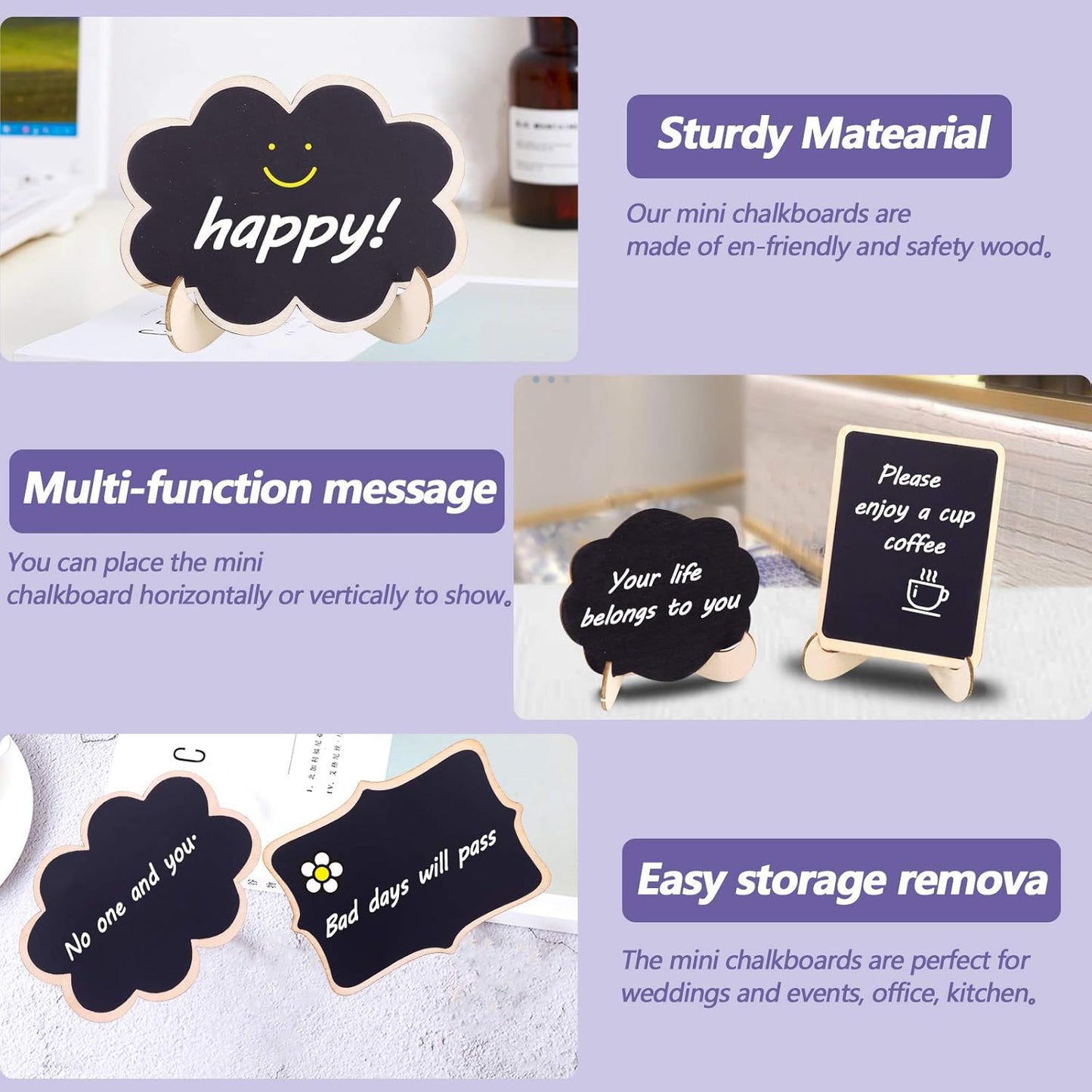 Swpeet 30Pcs Mini Chalkboards Signs with Liquid Chalk Markers and Easel Stand, Rectangle Message Board Signs for Weddings Place Cards, Birthday Parties, Table Numbers and Event Decorations