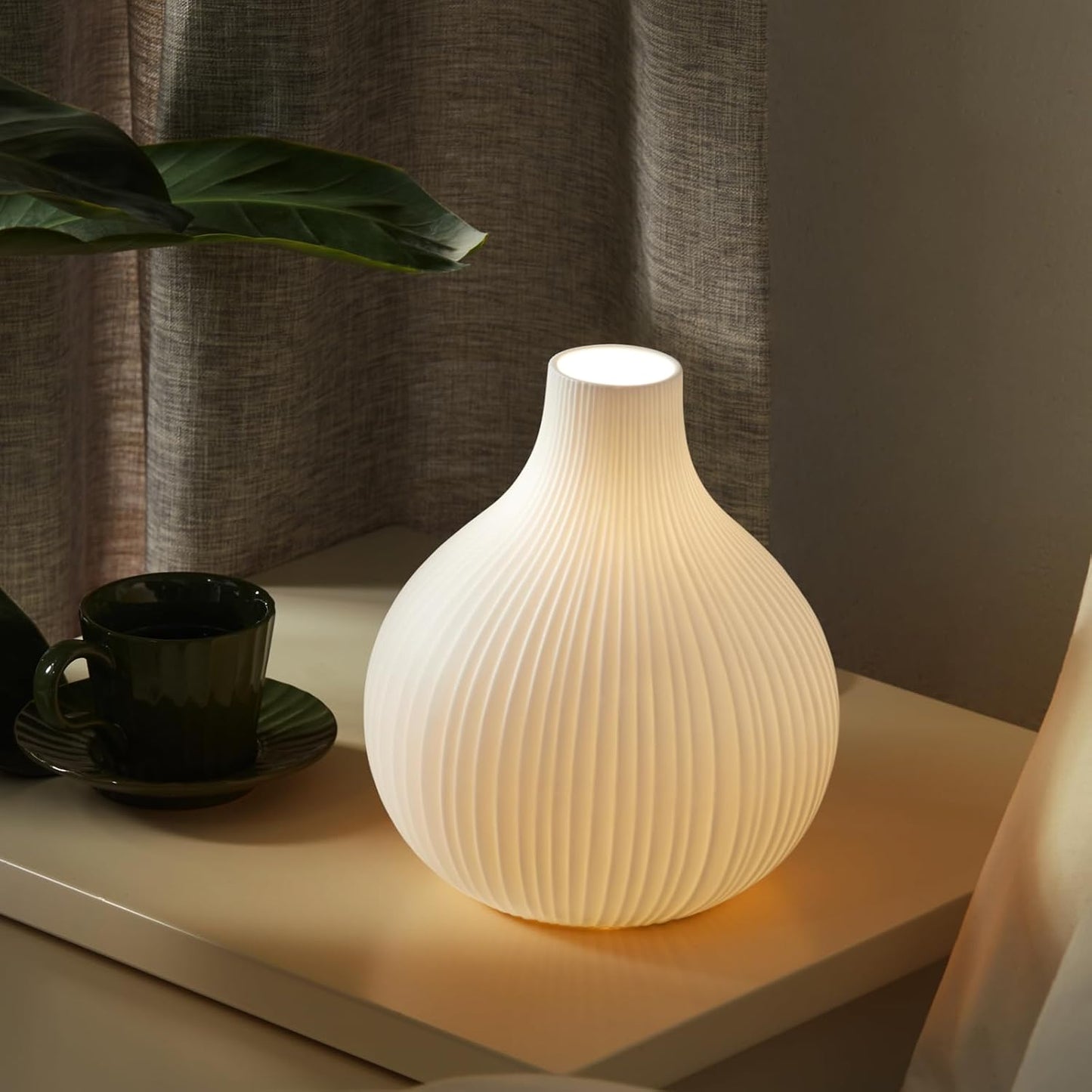RONDURE 8.7" Modern Ceramic Table Lamp, Modern Bedside Lamps for Bedroom, Living Room and Nightstand, White Translucent Ceramic Shade, Warm Ambient Lighting, Home Decor