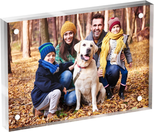 3.5x5 Acrylic Picture Frame 1 Pack, Clear Freestanding Double Sided Frameless Magnetic Photo Frames, Desktop Display Decor Gift