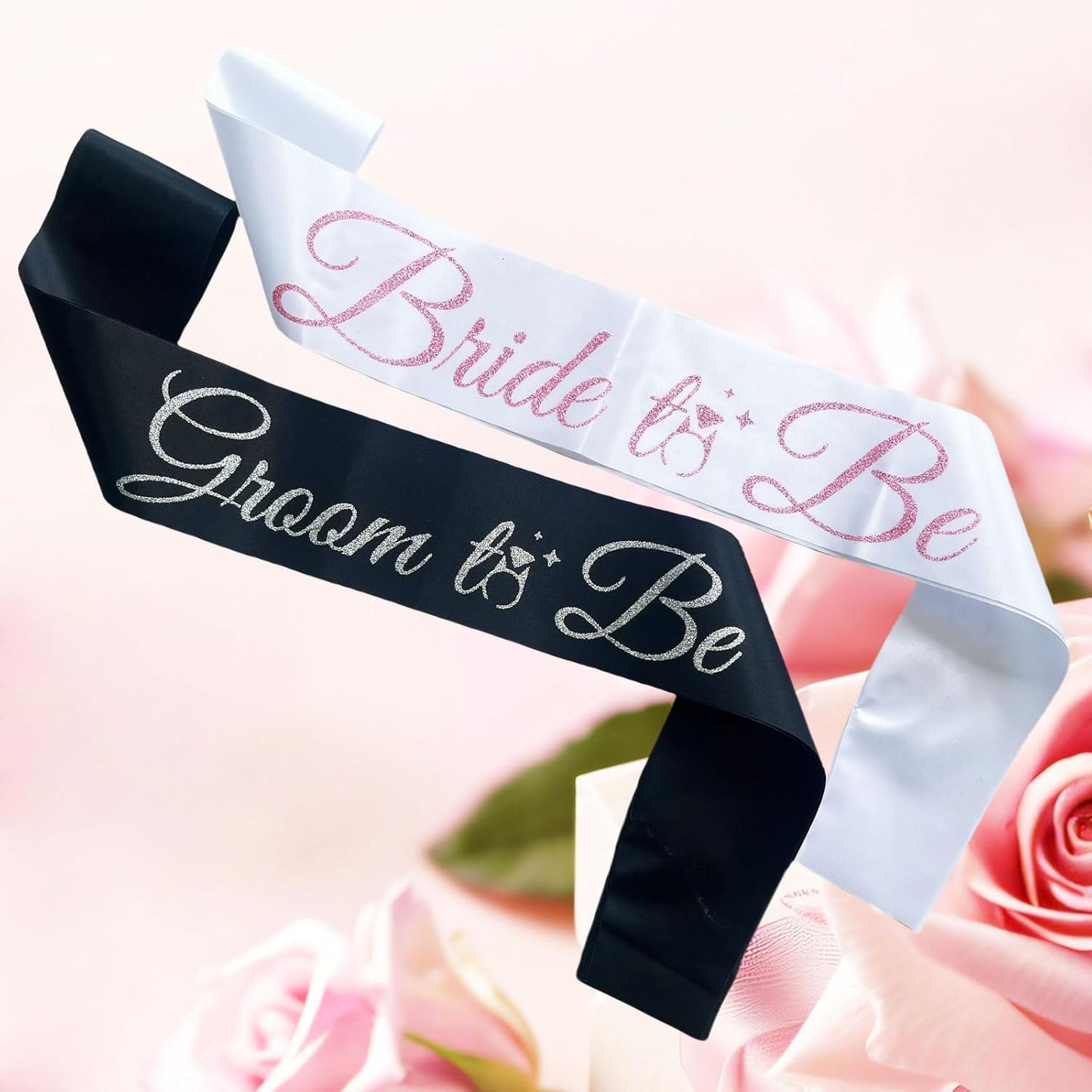 Bride Sash Bachelorette Party Bride and Groom to Be Sash for Bridal Shower Wedding Hen Party Decorations Engagement Gifts,White Pink