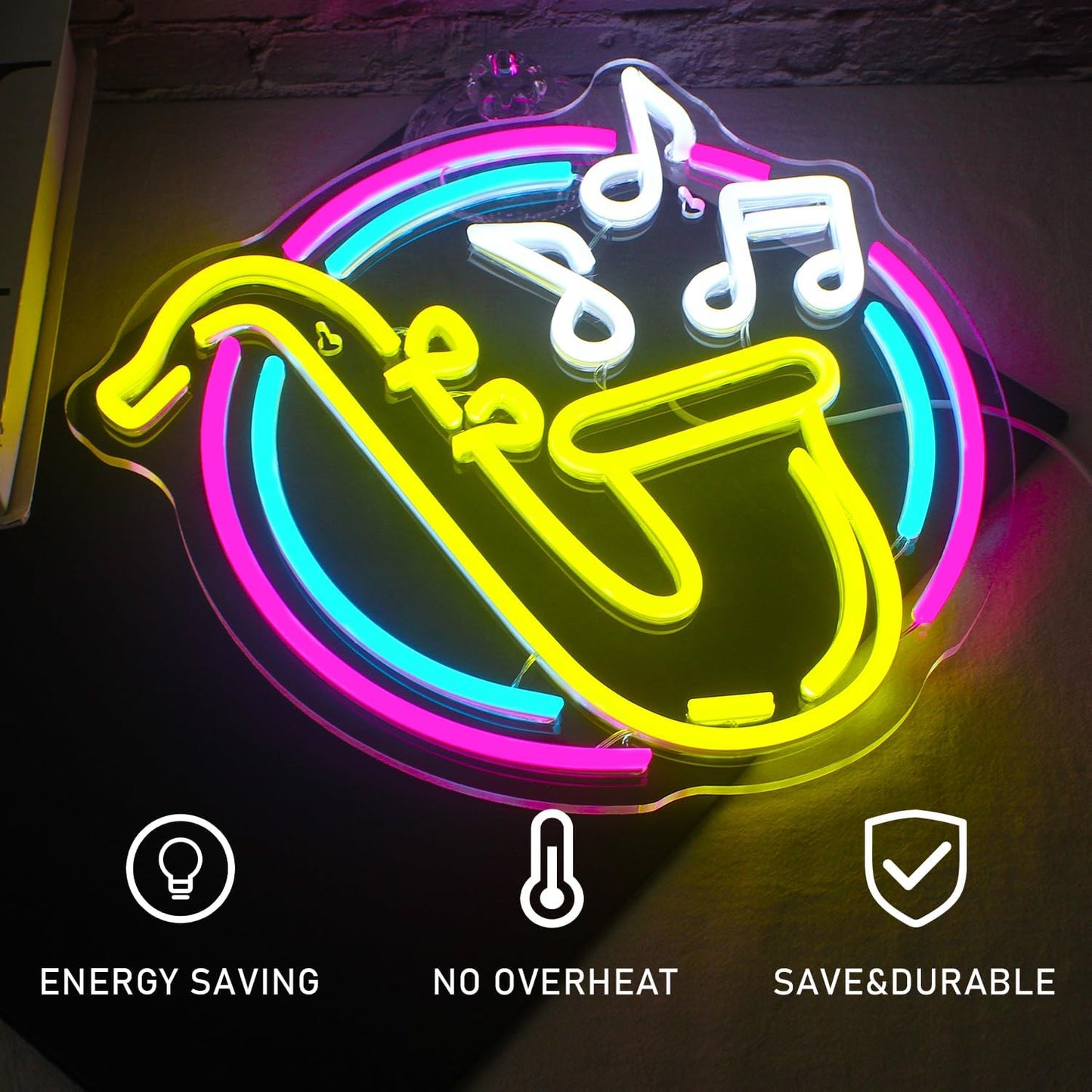 Saxophone Neon Sign Led Neon Lights for Wall Decor Jazz Music Light Up Signs for Bedroom Music Live Studio Classroom Party Decorations Christmas Gifts