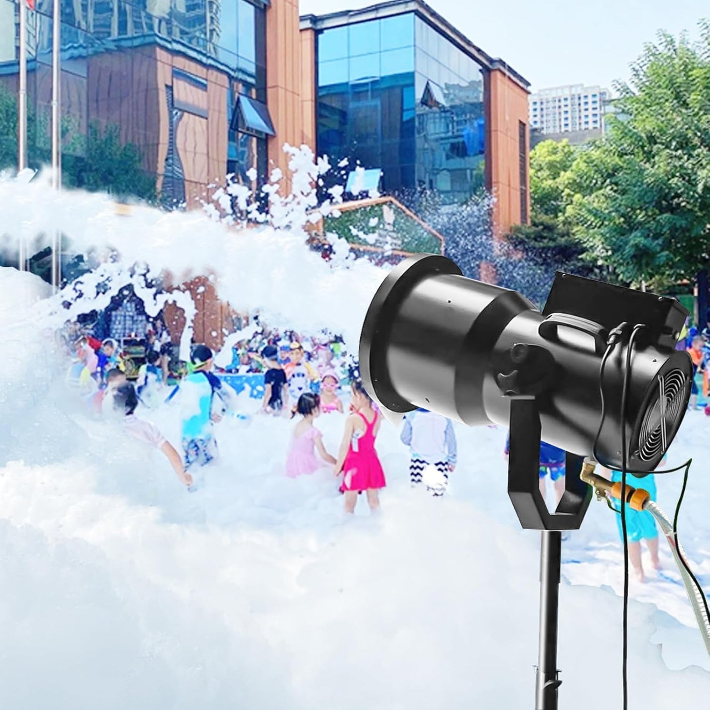 Foam Machine for Party Whit 9 LED Lights, Party Foam Machine with Water Tank, Foam Cannon for Garden, Pool, Indoor, Birthdays, Celebrations, and Backyard Events