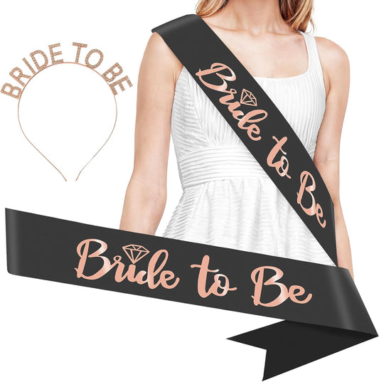 KatchOn, Rose Gold Bride To Be Sash and Bride Headband - Pack of 2 | Bachelorette Sash for Bachelorette Party Decorations