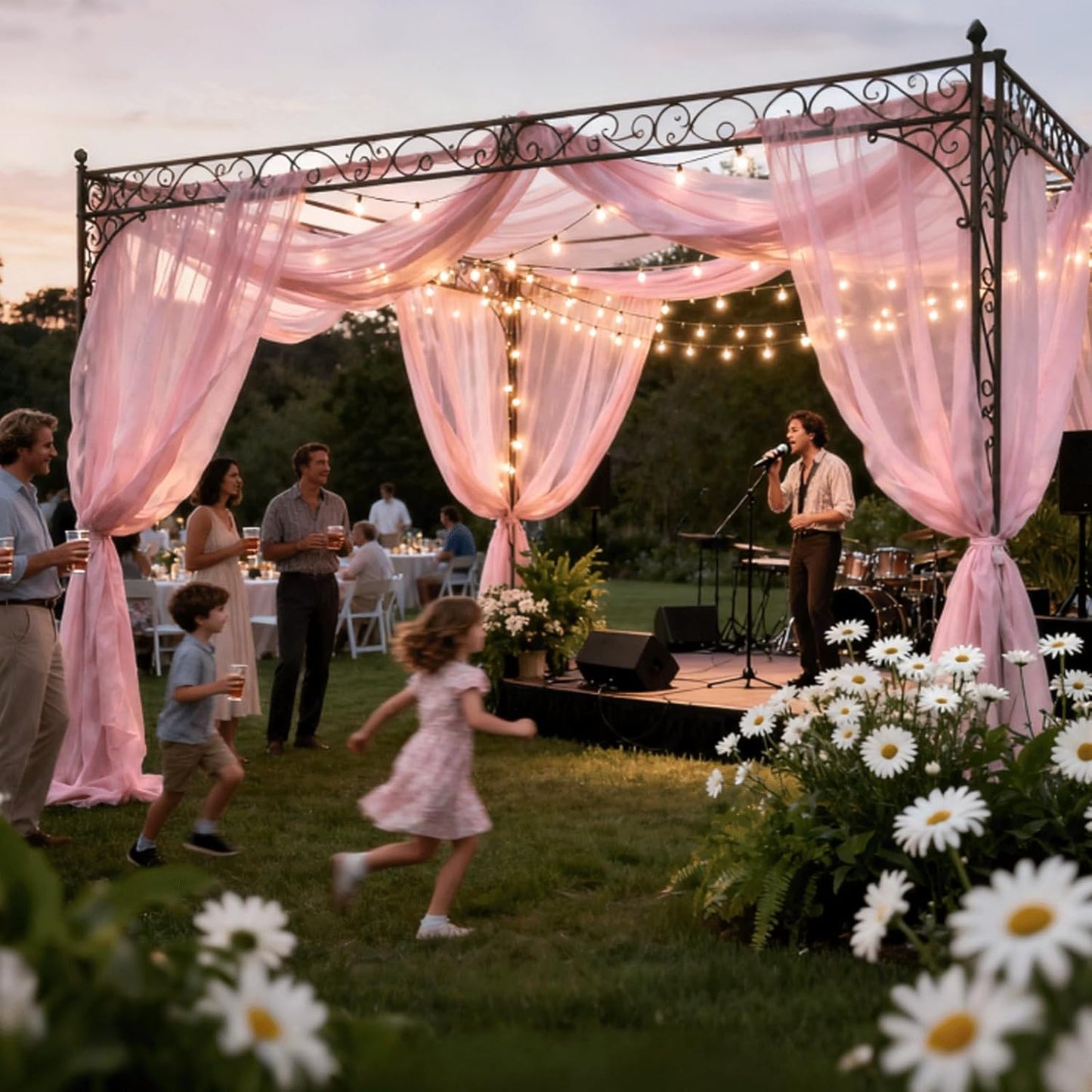 Wedding Arch Draping Fabric 29" x 18 FT Light Pink Sheer Chiffon Outdoor Curtain Drapes for Wedding Birthday Party Ceremony Decor(1 Panel, Light Pink)