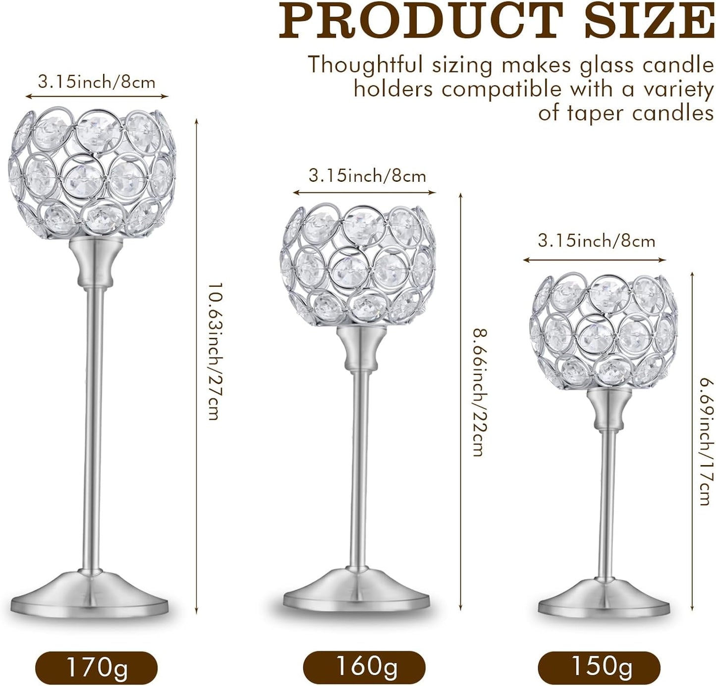 Crystal Candle Holders Set of 16 for Wedding Centerpieces Gold Or Silver Candle Holders Bulk Decorative Tealight Candle Holder for Wedding, Party,Table Centerpieces Decoration (Silver, 4Sets(12 Pcs))