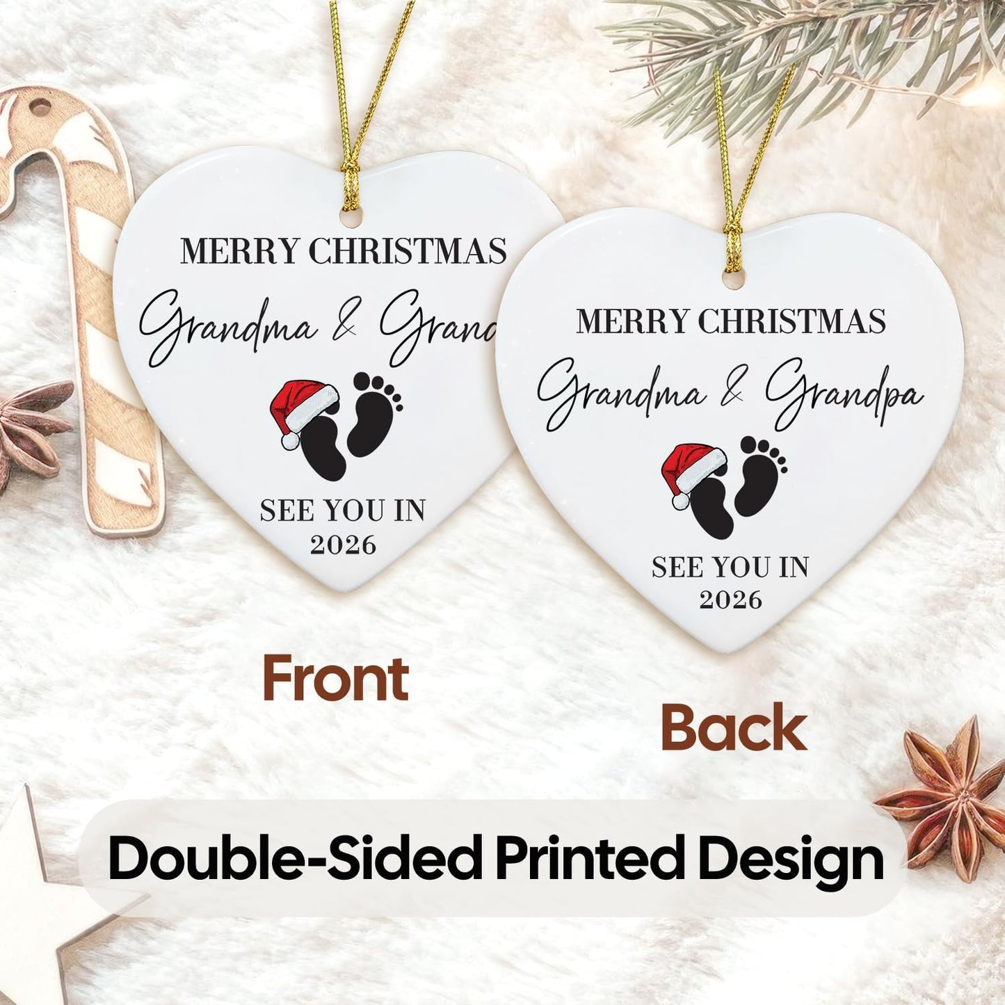NewEleven First Time Grandparents Gifts - Baby Announcement, Pregnancy Announcement for Grandparents - New Grandma Gifts, Baby Announcements Ideas - Christmas Ornament