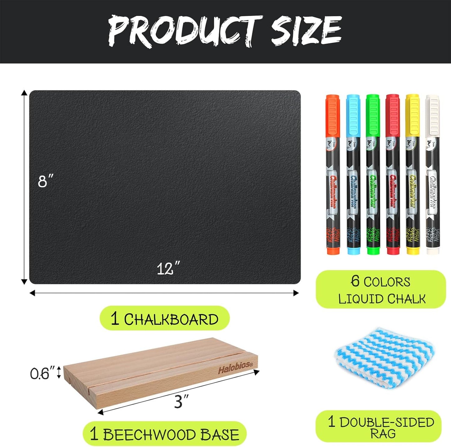 Chalkboard with Beech-Wood Base, 8 x 12 inch Tabletop Message Boards Menu Chalkboard Stand, Double Sided Blackboard for Party, Tables Decoration, Wedding, Bar and Restaurant