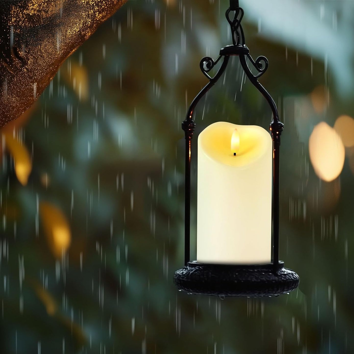 Amagic Waterproof Outdoor Flameless Candles with Remote, LED Candles Battery Operated with Timer, Flickering Fake Pillar Candle for Outside Patio Yard Decor, Ivory, Set of 5, D3 X H4 5" 6" 8" 8"