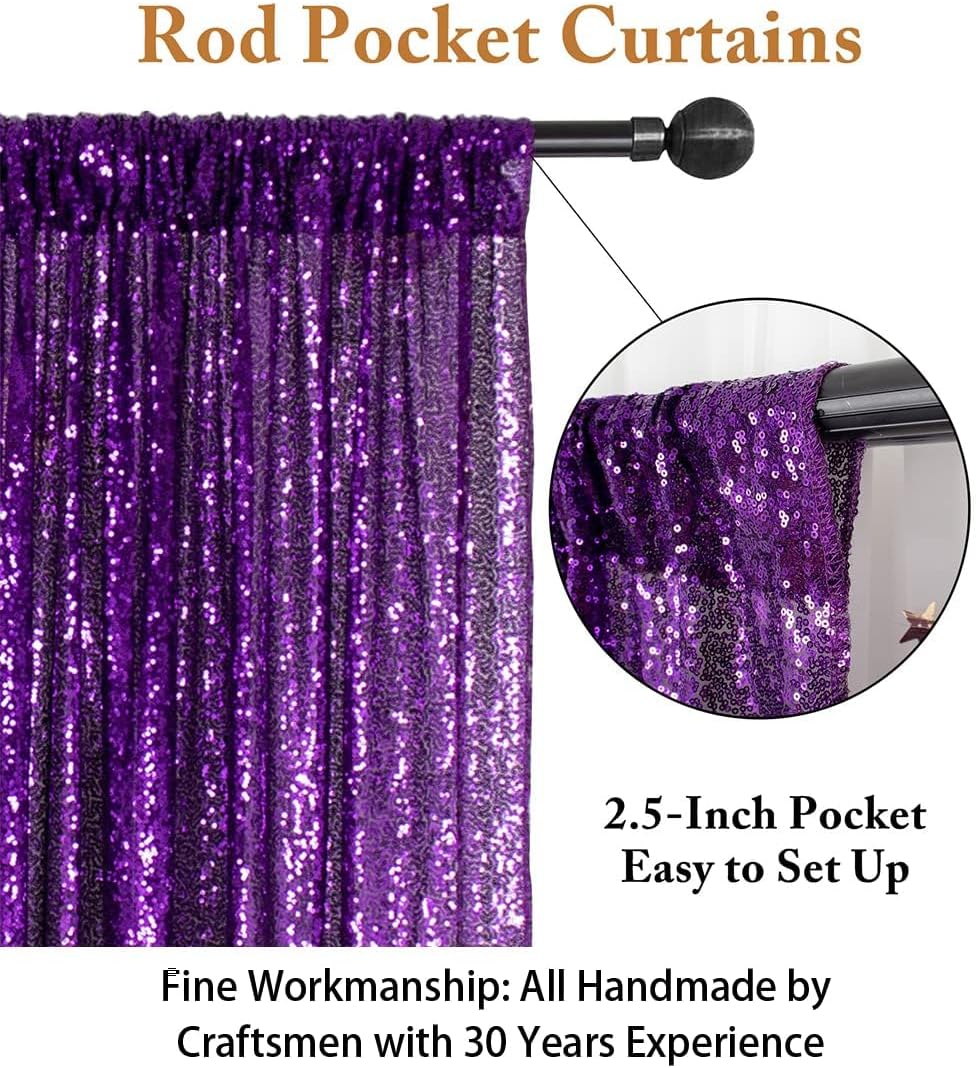 ShinyBeauty Sequin Backdrop 10FTx10FT Purple Backdrop Background Glitter Drapery for Birthday Parties Sparkly Photography Backdrops Purple Curtain Drape