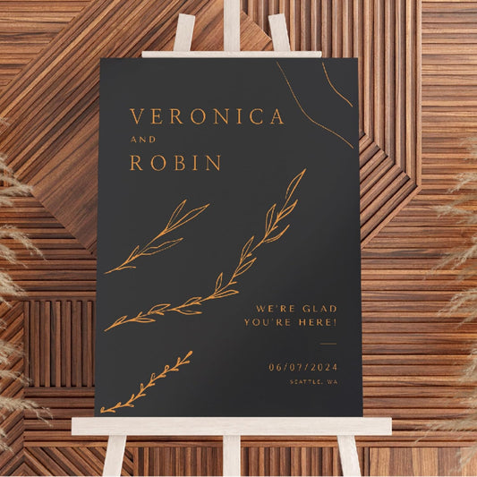 Personalized Wedding Welcome Sign, Customized Black Acrylic Sign for Wedding, 3 Optional Sizes, 29 Design Colors - Wedding Plaque for Welcome Sign, Customizable Wedding Décor