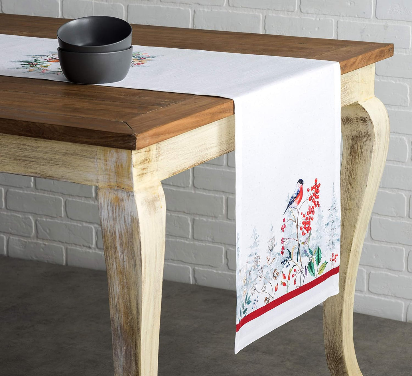 Maison d' Hermine Table Runner 100% Cotton Single Layer Table Runners 36 inches Long for Thanksgiving Christmas Decorations Home Kitchen Dining Party Wedding (Morzine, 14.5" x 36")