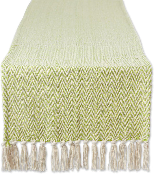 DII Woven Basic Tabletop Collection Chevron Table Runner, 15x72, Avocado