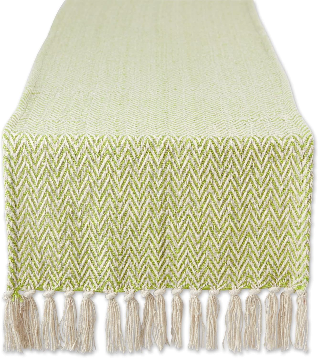 DII Woven Basic Tabletop Collection Chevron Table Runner, 15x108, Avocado