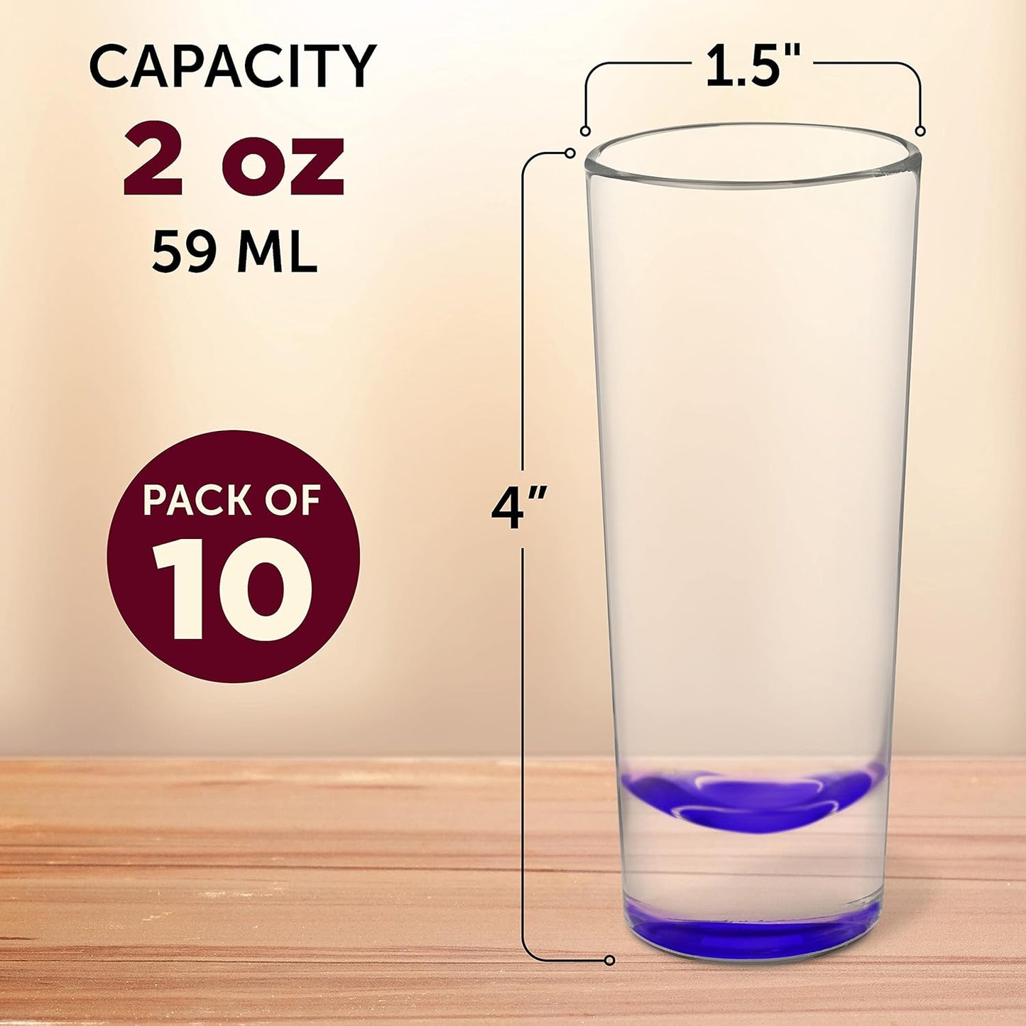 DISCOUNT PROMOS Cordial Shooter Shot Glasses 2 oz. Set of 10, Bulk Pack - Great for Birthdays, Parties, Indoor & Outdoor Events - Purple