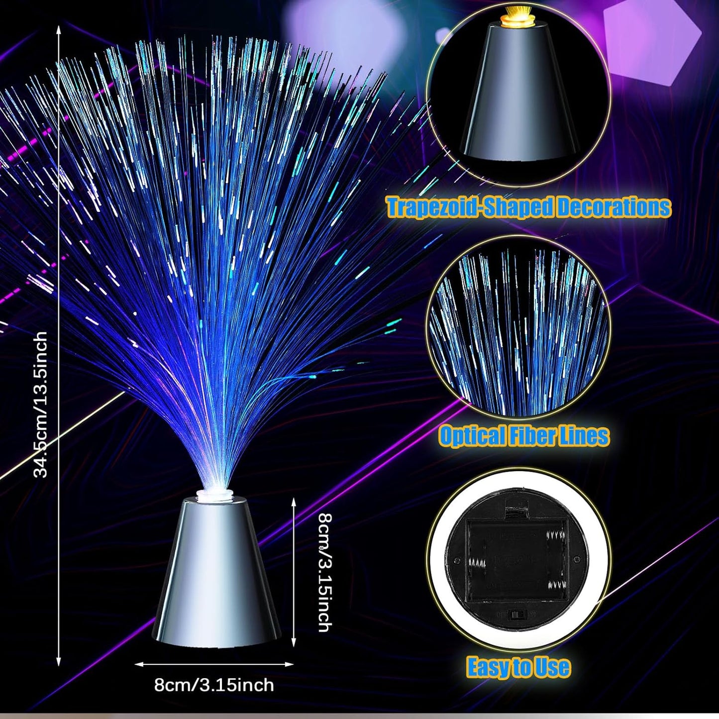 Patelai 16 Pcs LED Fiber Optic Lamp Color Changing Fiber Optic Night Light with Multicolor Glow Decorative Table Centerpiece for Sensory Bedroom Halloween Party Holiday Decorations (Stylish,Blue)