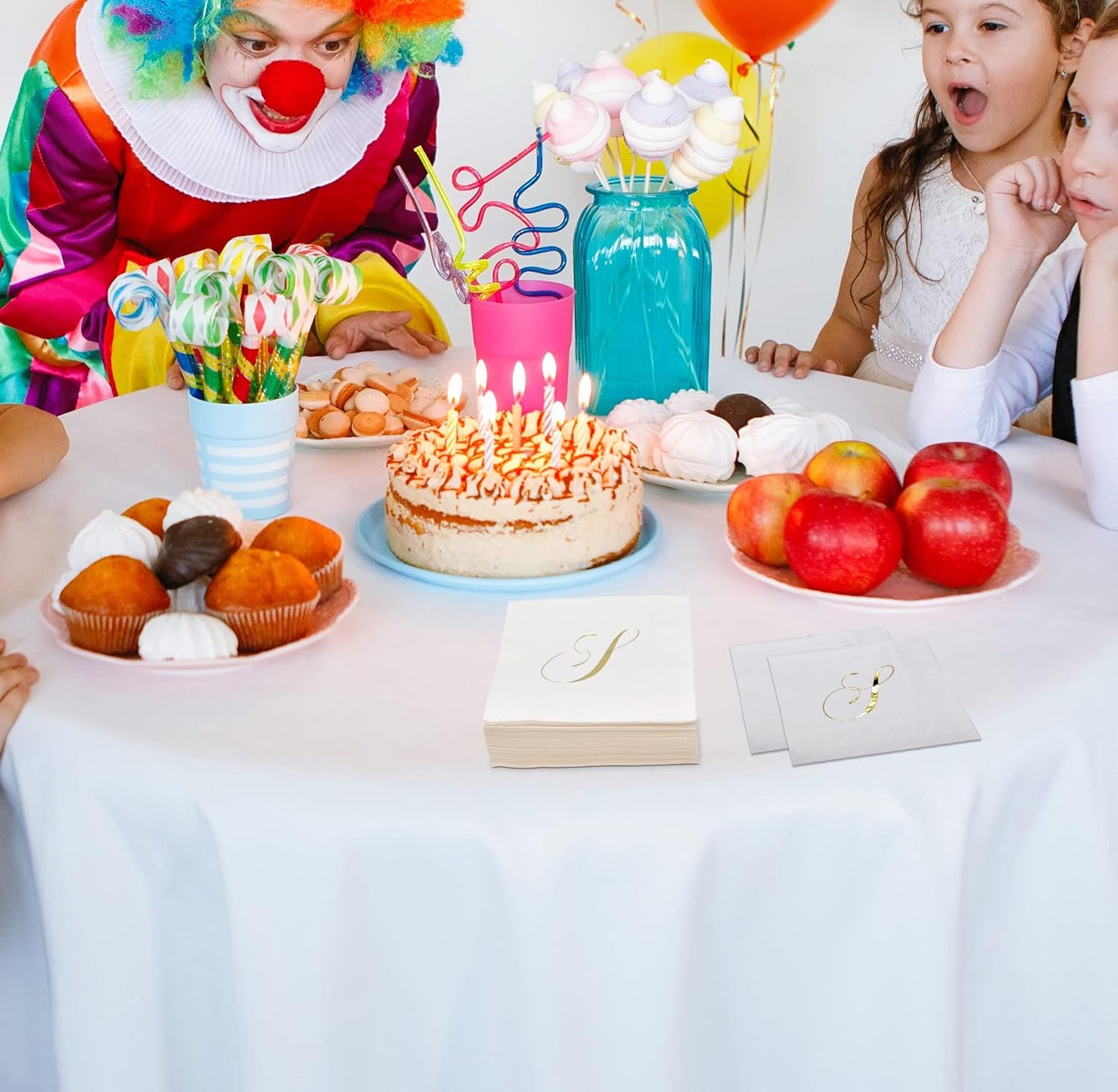 Gift Boutique 100 Gold Monogram Cocktail Napkins Letter S Disposable Paper Pack Elegant Metallic Golden Foil Hand Napkin for Powder Room Wedding Holiday Birthday Party Baby Shower Decorative Towels