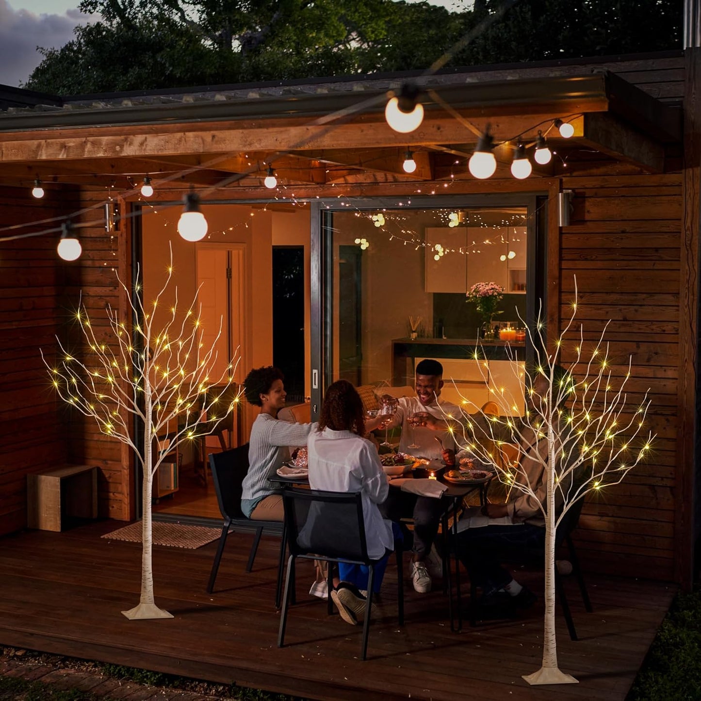 LIGHTSHARE 6 Feet 72L LED Birch Tree Lights, Pack of 2, Warm White, for Holiday Party and Christmas Decoration, Indoor and Outdoor Use