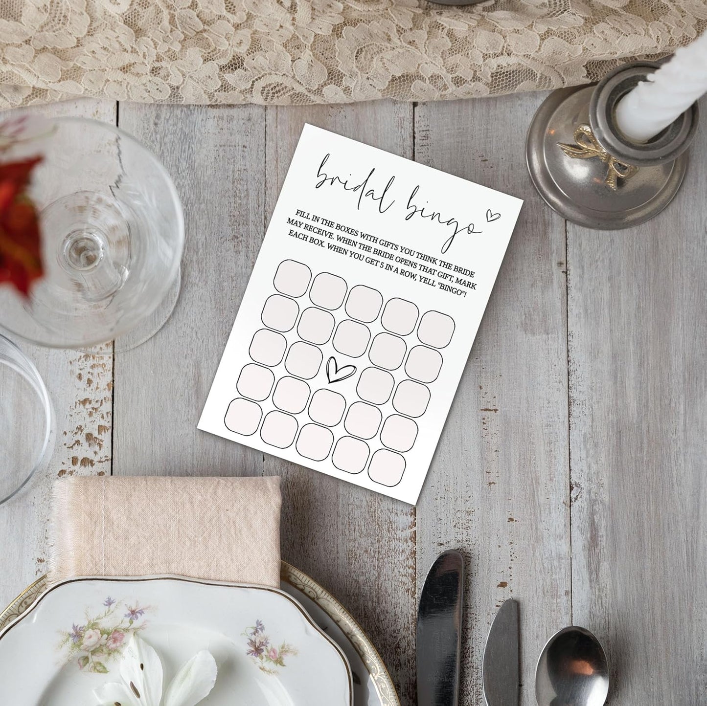 Bridal Shower Games, Bridal Bingo, 25Pcs Minimalist White Double-Sided Game Cards, Wedding Shower Games for Guests, Engagement Bachelorette Party Supplies - A27