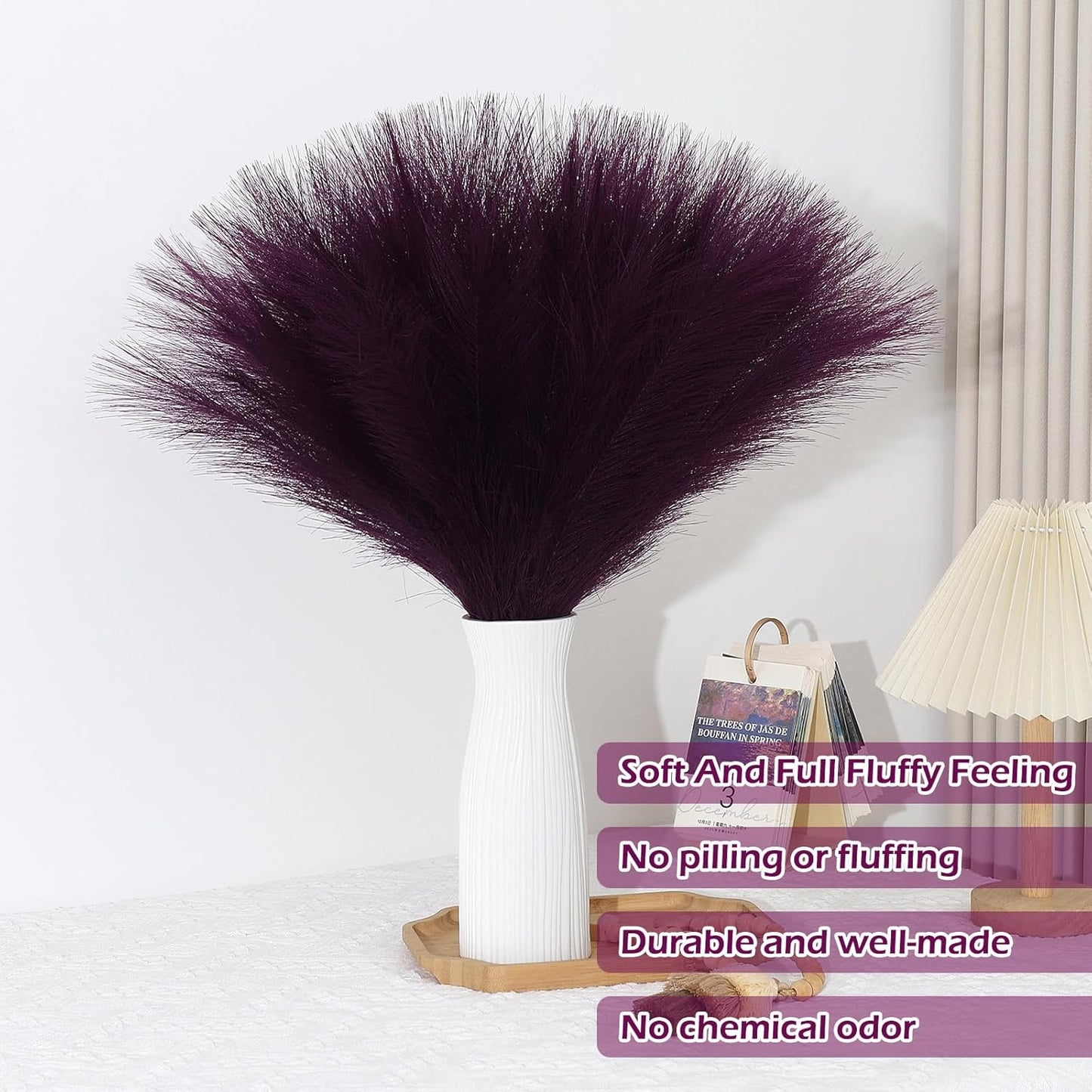 Purple Pampas Grass Decor 30 Pcs 21.7 Inch Faux Pampas Grass Bulk Artificial Dried Flowers Small Vase Filler Pompas Grass.