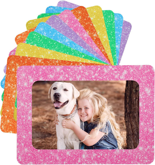 ANPHSIN 12Pcs Magnetic Picture Frame for 4x6in Photo - Cute Magnets Frames Fridge Decor Gifts for Girls Women, Home Refrigerator, Back to School Locker, Classroom Decorations Supplies, Shiny Dots
