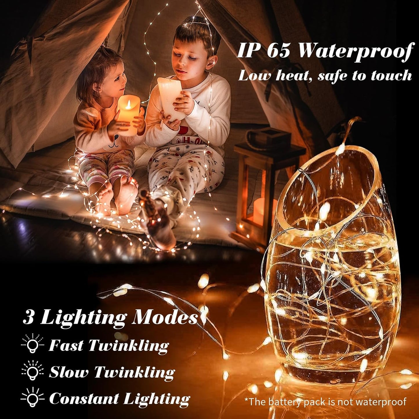 ZGWJ 12 Pack Halloween Fairy Lights Battery Operated, 7ft 20 Mini LED Halloween Fairy String Lights Silver Wire 3 Modes Waterproof for DIY, Parties, Bedroom Decorations,Orange