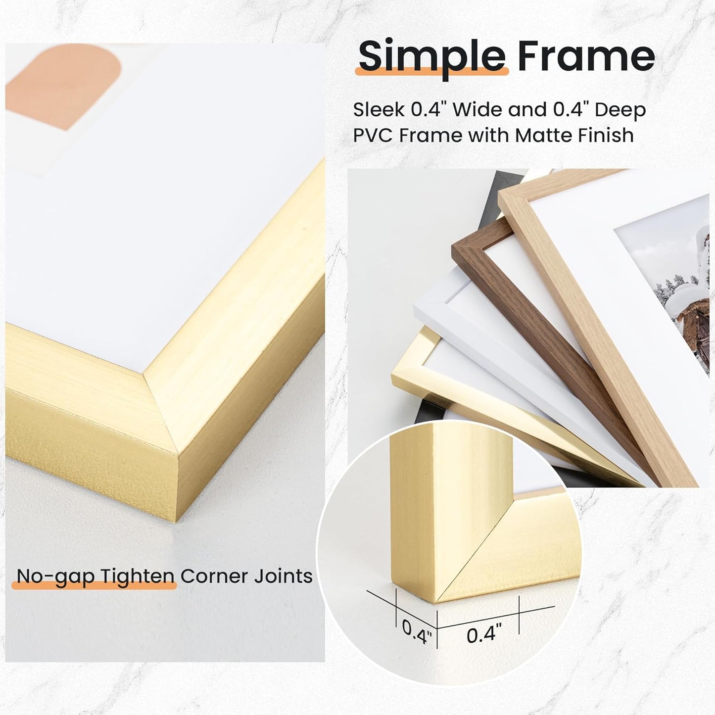 4x6 inch Picture Frame, 4x6 Photo Frames with 3.5x5 Removable Mat - High Definition Plexiglass - Vertical and Horizontal Display - Wall Hanging Frame - Gold, 12 Pack