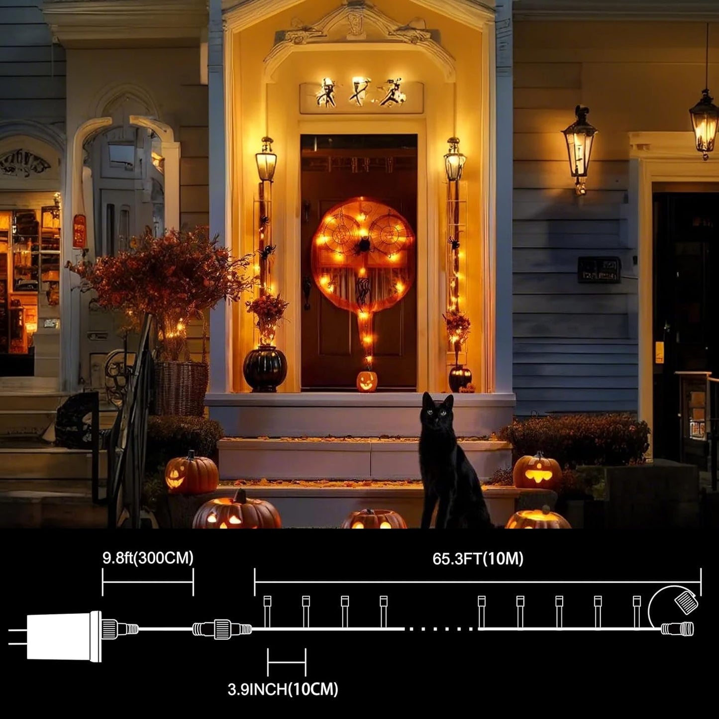 LAMPHOME 33ft Halloween Decorative Mini Lights, 100 LED Transparent Wire Fairy Starry String Lights Plug in, 11Lighting Modes, for Halloween Decoration Outdoor Xmas Tree Party Decoration (Orange)