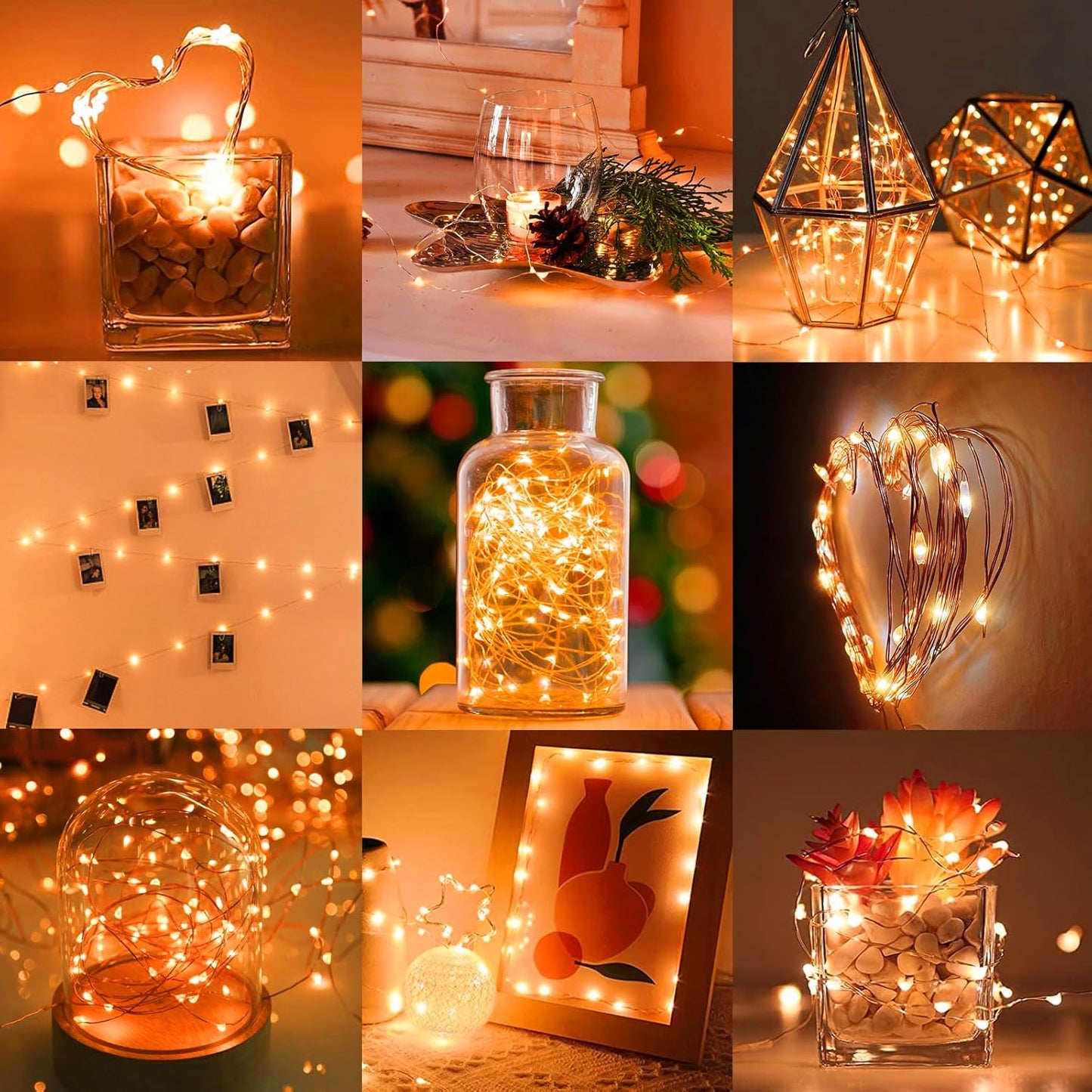 Orange Led Fairy Lights Battery Operated for Halloween, 12 Pack LED Mini String Lights, 7FT 20LED Silver Wire Firefly Starry Moon Light for DIY Fairy String Light Indoor for Halloween Party Decor