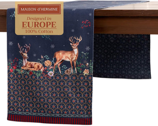 Maison d' Hermine Table Runner 100% Cotton Double Layer Table Runners 72 inches Long for Thanksgiving Christmas Decorations Home Kitchen Dining Party Wedding (Christmas Joy, 14.5" x 72")