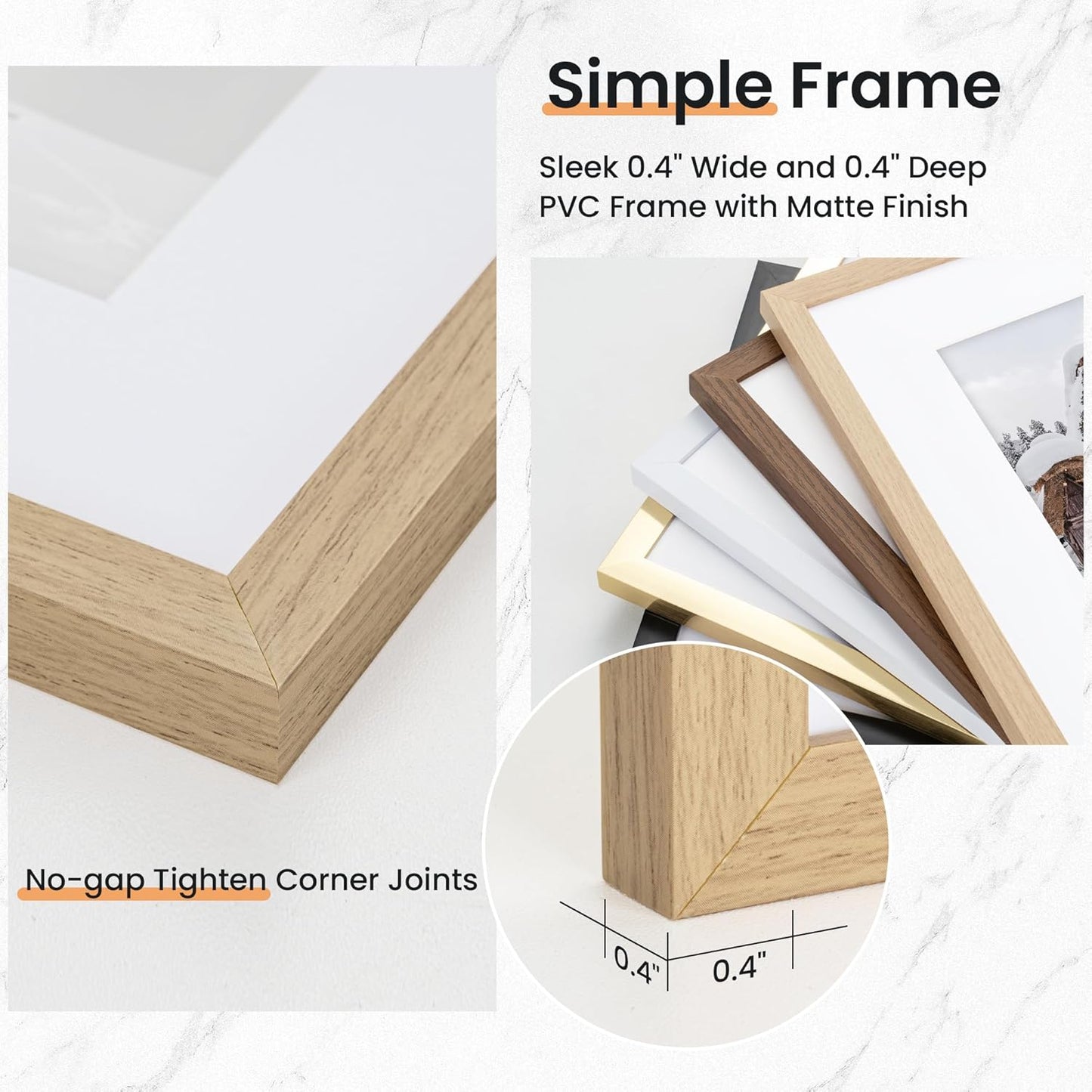 4x6 inch Picture Frame, 4x6 Photo Frames with 3.5x5 Removable Mat - High Definition Plexiglass - Vertical and Horizontal Display - Wall Hanging Frame - Oak Color, 12 Pack